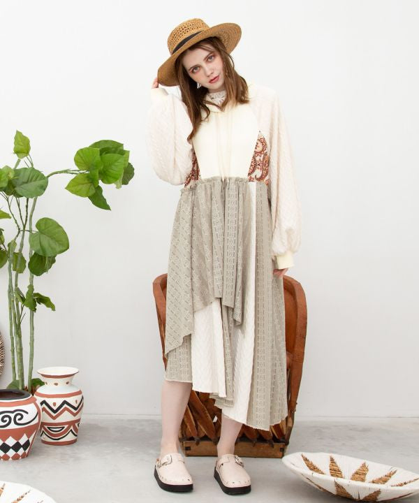 Vintage-Style Patchwork Hoodie Dress