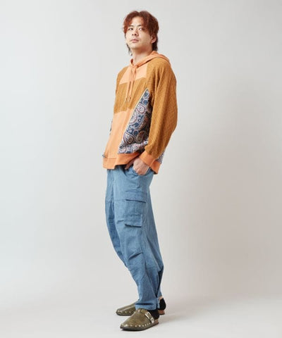 Vintage-Style Patchwork Hoodie for Men