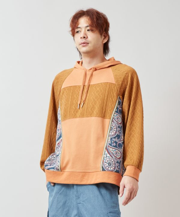 Vintage-Style Patchwork Hoodie for Men