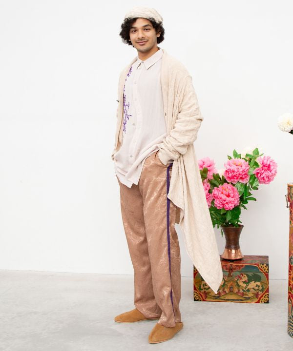 Satin Paisley Straight Trousers for Men