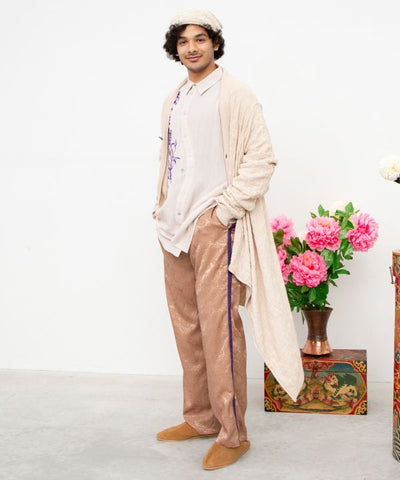 Satin Paisley Straight Trousers for Men