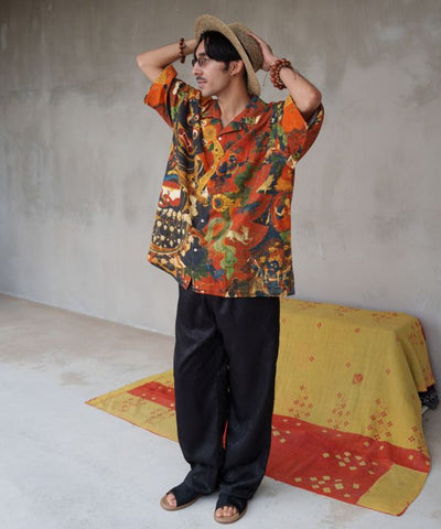 Satin Paisley Straight Trousers for Men