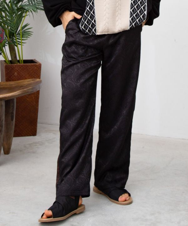 Satin Paisley Straight Trousers for Men