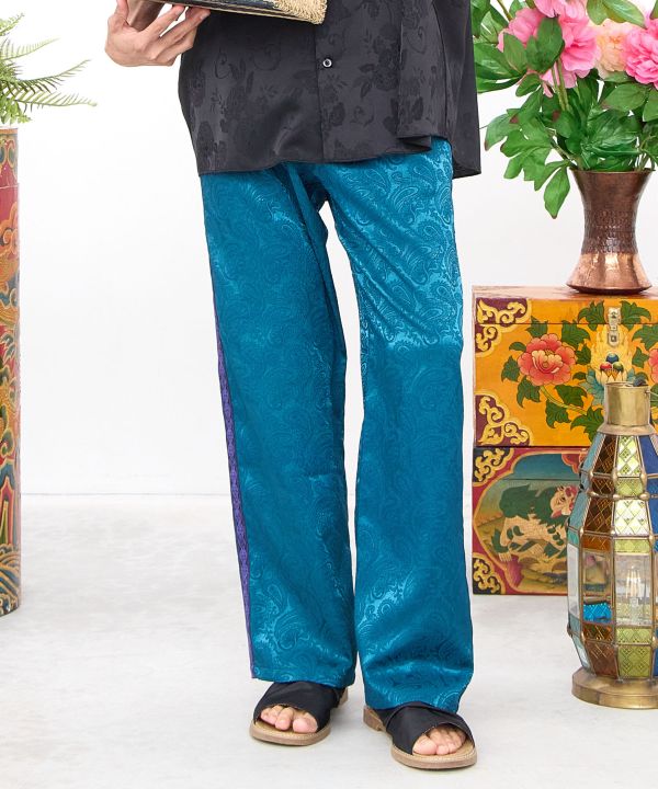 Satin Paisley Straight Trousers for Men