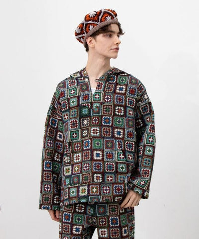 Bohemian Crochet-Style Hoodie