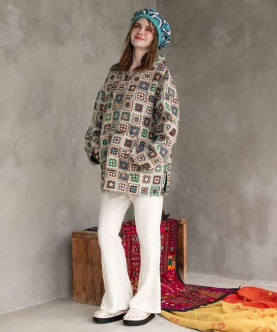 Bohemian Crochet-Style Hoodie