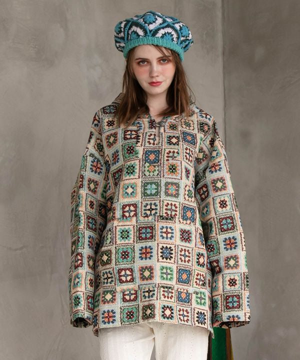 Bohemian Crochet-Style Hoodie