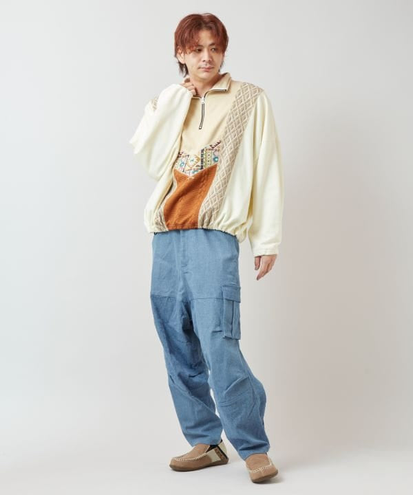 Patchwork Haif Zip Hoodie