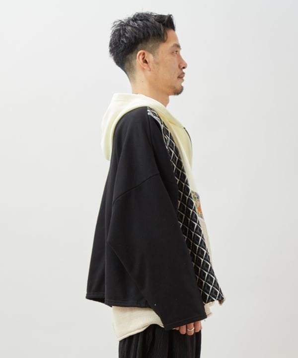Patchwork Haif Zip Up Hoodie