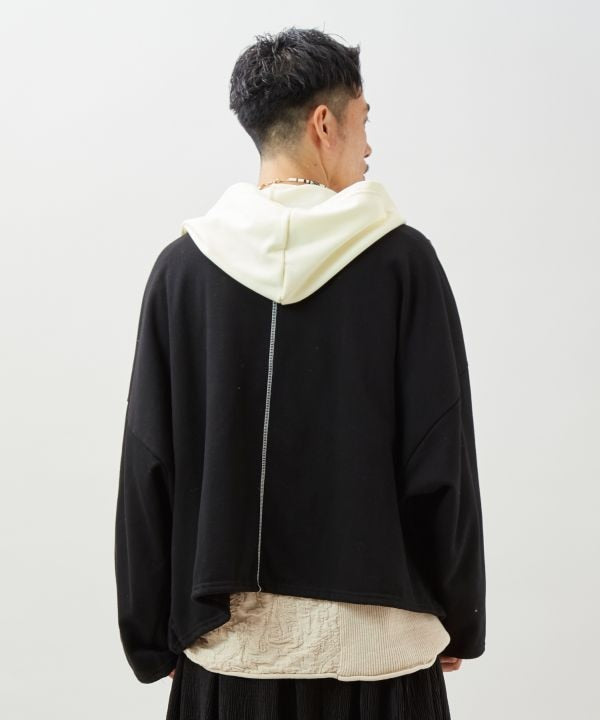 Patchwork Haif Zip Up Hoodie