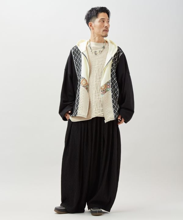 Patchwork Haif Zip Up Hoodie