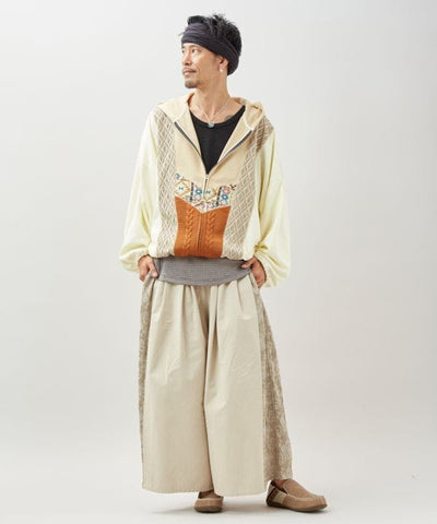 Patchwork Haif Zip Up Hoodie