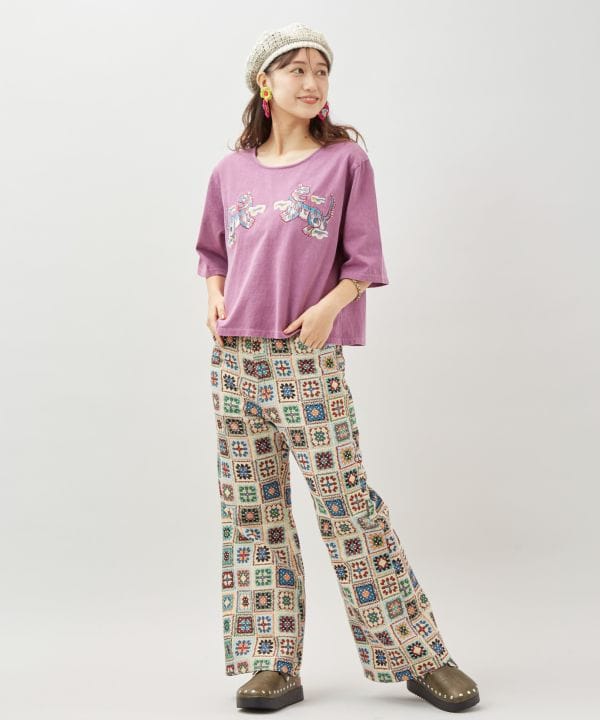 Retro Style Tiger Embroidered T-Shirt