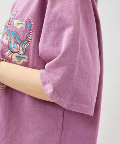 Retro Style Tiger Embroidered T-Shirt