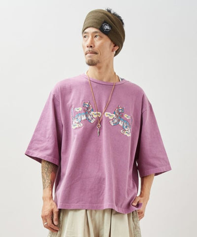 Retro Style Tiger Embroidered T-Shirt for Men