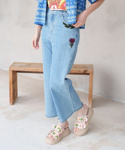 Boho Bell-Bottom Denim Pants