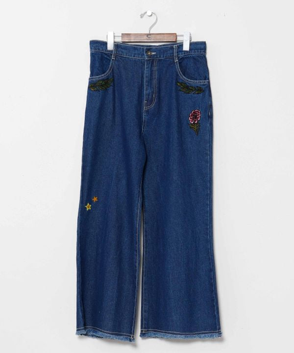 Boho Bell-Bottom Denim Pants