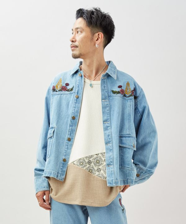 Embroidered Denim Jacket for Men