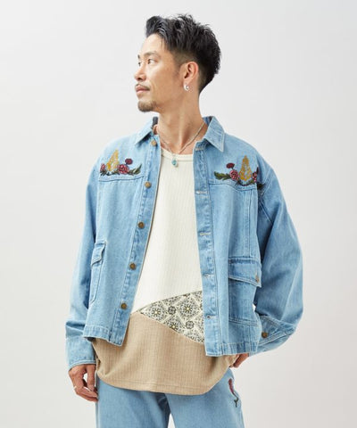Embroidered Denim Jacket for Men