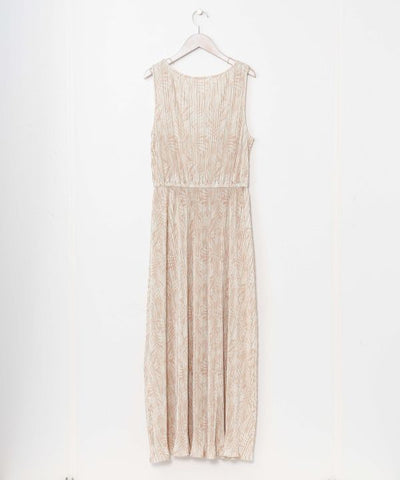 Pleated Botanical Top & Skirt Dress Set