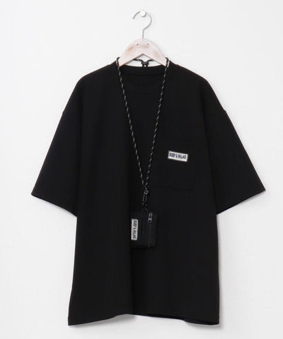 Textured Cool Feel T-Shirt with Strap Pouch Tops by Kahiko - Ametsuchi