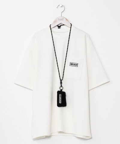 Textured Cool Feel T-Shirt with Strap Pouch Tops by Kahiko - Ametsuchi