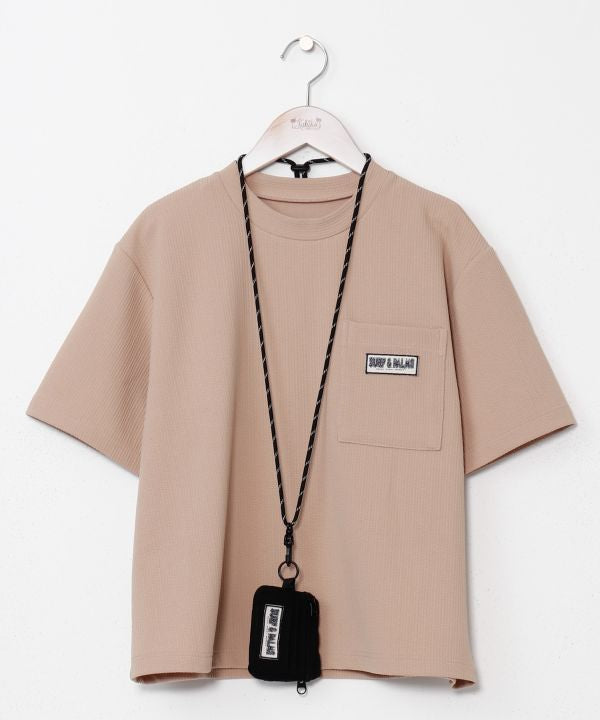 Textured Cool Feel T-Shirt with Strap Pouch