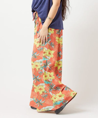 Botanical Rayon Linen Flare Pants by Kahiko - Ametsuchi