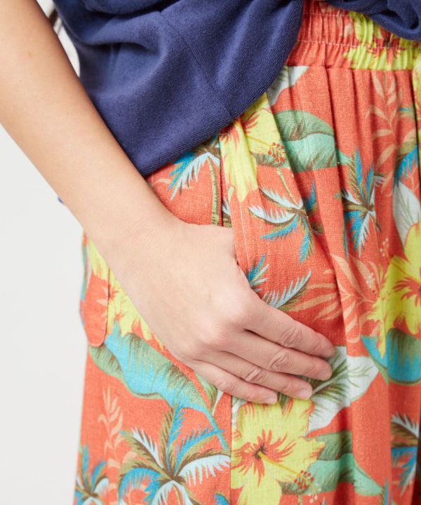 Botanical Rayon Linen Flare Pants by Kahiko - Ametsuchi