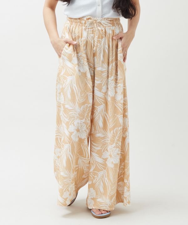 Botanical Rayon Linen Flare Pants by Kahiko - Ametsuchi