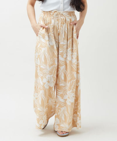 Botanical Rayon Linen Flare Pants by Kahiko - Ametsuchi