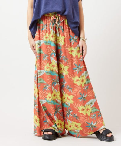 Botanical Rayon Linen Flare Pants by Kahiko - Ametsuchi