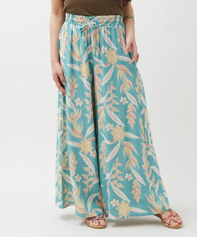 Botanical Rayon Linen Flare Pants by Kahiko - Ametsuchi