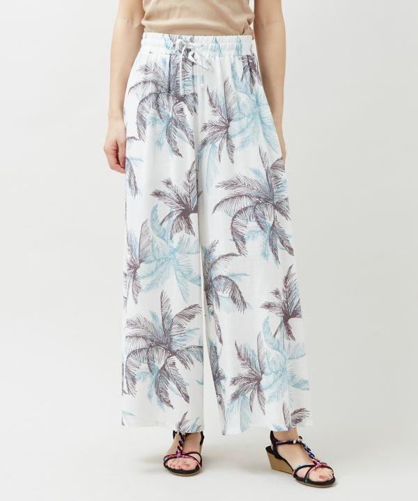 Botanical Rayon Linen Flare Pants by Kahiko - Ametsuchi