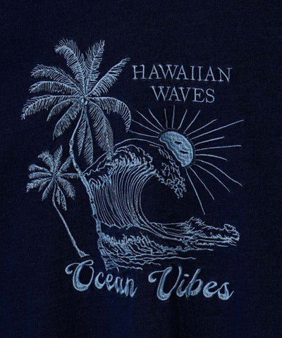 SURF＆Palms Denim Like T-shirt Tops by Kahiko - Ametsuchi