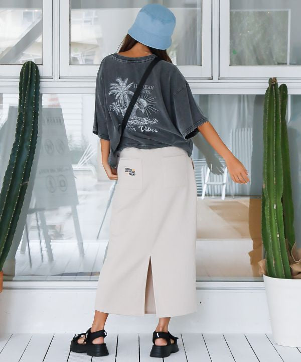 SURF＆Palms Denim Like T-shirt Tops by Kahiko - Ametsuchi