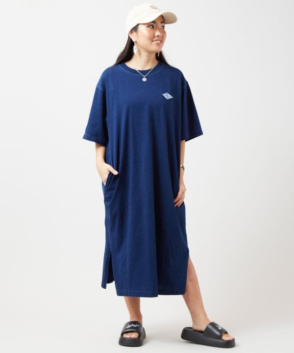 SURF＆Palms Denim Like T-shirt Dress Dresses by Kahiko - Ametsuchi