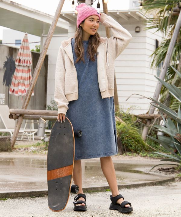 SURF＆Palms Denim Like T-shirt Dress Dresses by Kahiko - Ametsuchi