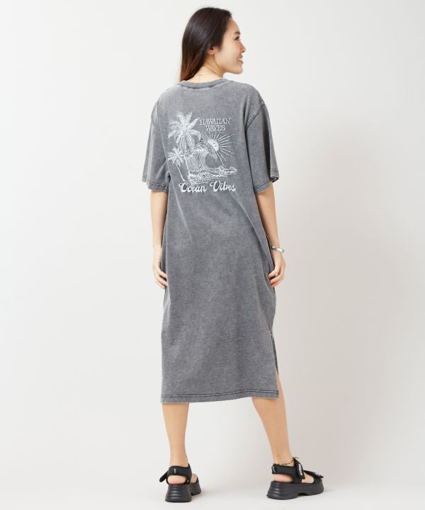 SURF＆Palms Denim Like T-shirt Dress Dresses by Kahiko - Ametsuchi
