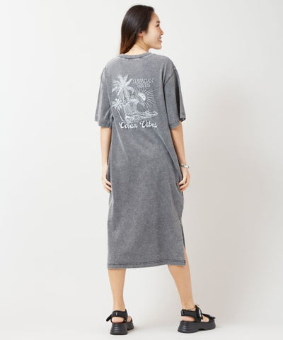 SURF＆Palms Denim Like T-shirt Dress Dresses by Kahiko - Ametsuchi