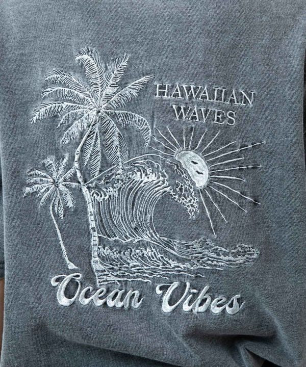 SURF＆Palms Denim Like T-shirt for Men Tops by Kahiko - Ametsuchi