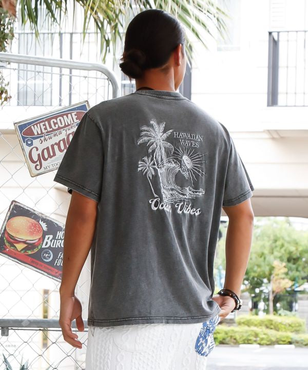 SURF＆Palms Denim Like T-shirt for Men Tops by Kahiko - Ametsuchi