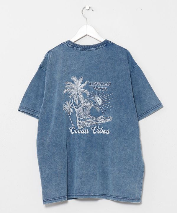 SURF＆Palms Denim Like T-shirt for Men