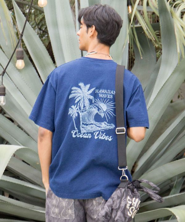 SURF＆Palms Denim Like T-shirt for Men Tops by Kahiko - Ametsuchi