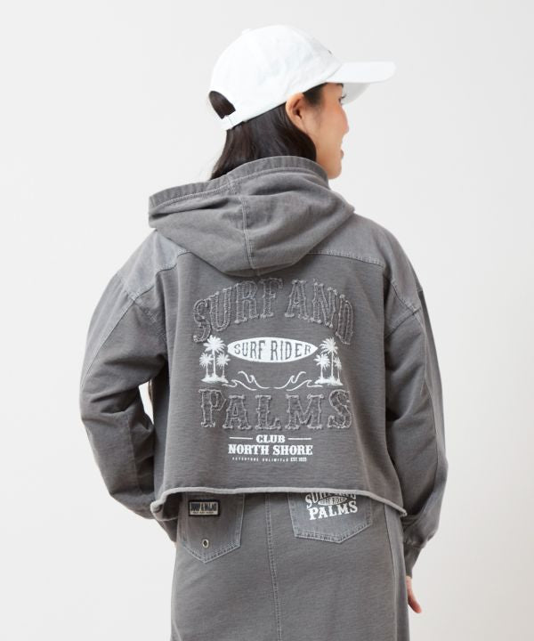 SURF＆Palms Contrast Denim Sweat Hoodie