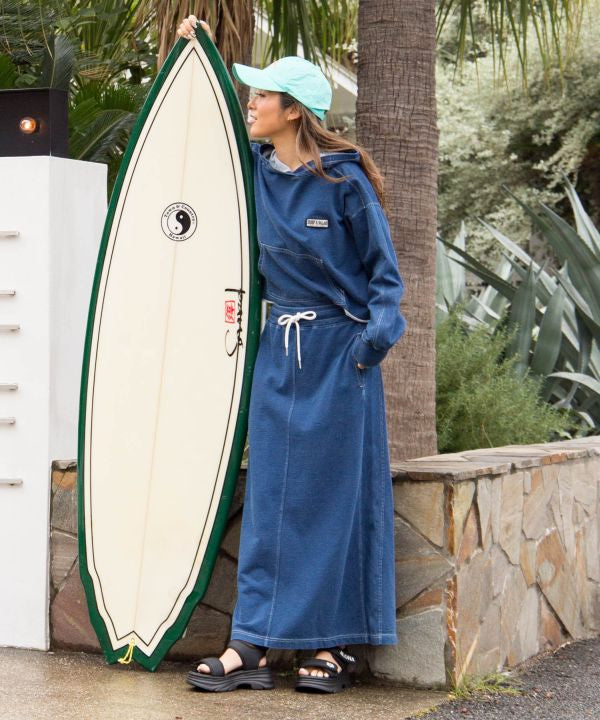 SURF＆Palms Contrast Denim Sweat Hoodie