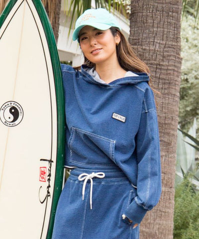 SURF＆Palms Contrast Denim Sweat Hoodie