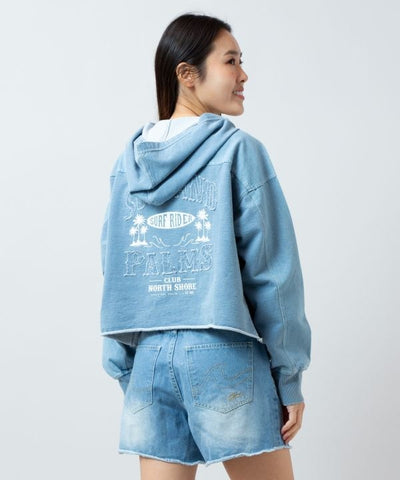 SURF＆Palms Contrast Denim Sweat Hoodie