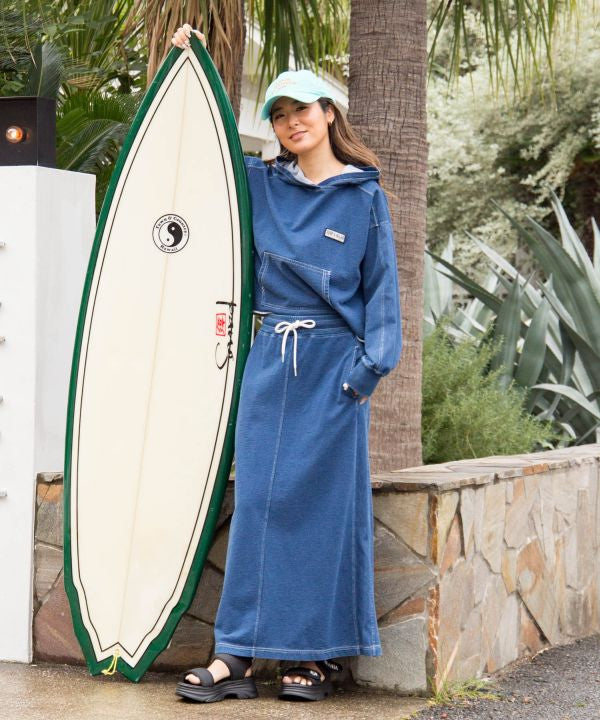 SURF＆Palms Contrast Denim Sweat Skirt