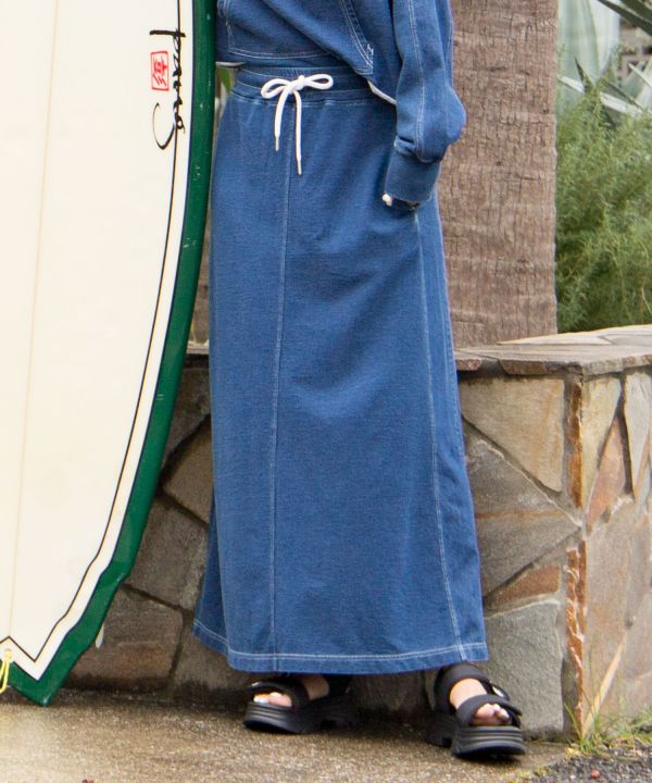 SURF＆Palms Contrast Denim Sweat Skirt